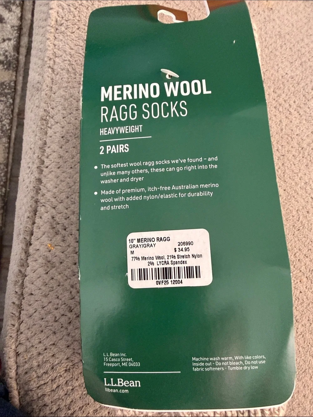 L.L. Bean Merino Wool Ragg Socks - Natural Cream